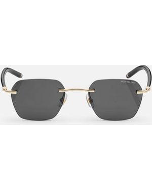Montblanc Occhiali Da Sole Con Montatura Quadrata In Metallo Oro - Marrone