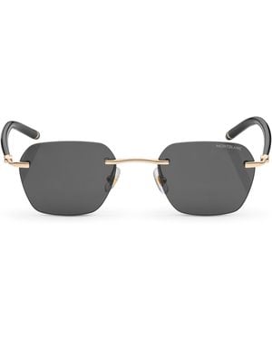 Montblanc Eckige Sonnenbrille mit goldfarbener Metallfassung - Grau