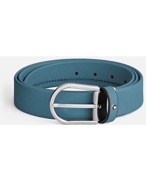 Montblanc Horseshoe Buckle Smoky Blue 35 Mm Leather Belt