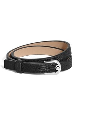 Montblanc Pulsera con Hebilla Horseshoe Ajustable de Piel Grain - Negro