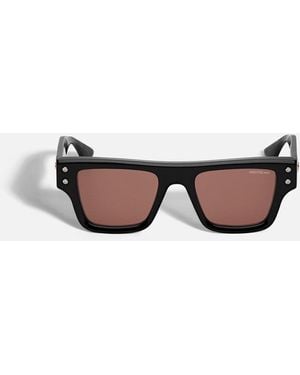 Montblanc Rectangular Sunglasses With Black Acetate Frame - Brown