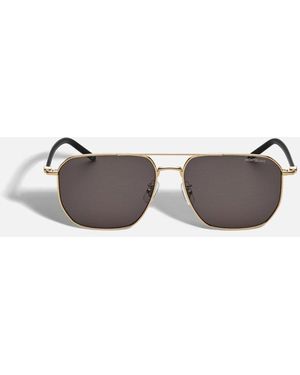 Montblanc Squared Sunglasses With Gold Coloured Metal Frame - Metallic