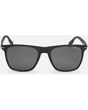 Montblanc Occhiali Da Sole Con Montatura Quadrata In Acetato Nero - Grigio