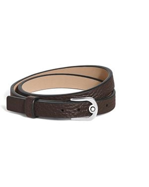 Montblanc Bracelet Réglable Horseshoe en Cuir Grainé - Marron
