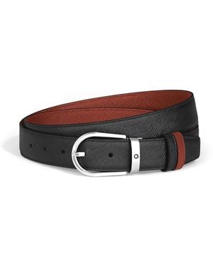 Montblanc Wendbarer Gürtel mit hufeisenförmiger Schließe 30 mm aus Sartorial Leder - Braun