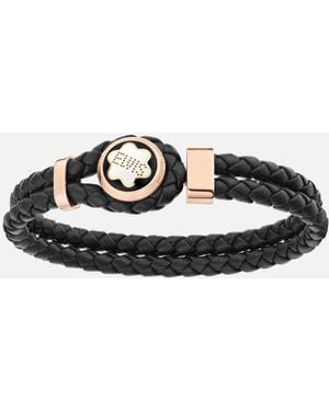 Montblanc Bracciale Elvis Presley In Acciaio E Pelle - Nero