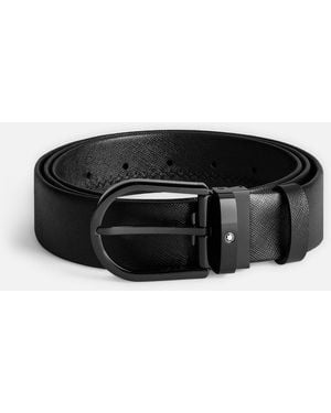 Montblanc Horseshoe Buckle Black 35 Mm Leather Belt