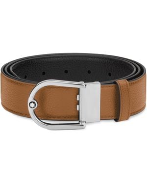 Montblanc Wendbarer Gürtel mit hufeisenförmiger Schließe 35 mm aus Grain-Leder - Schwarz