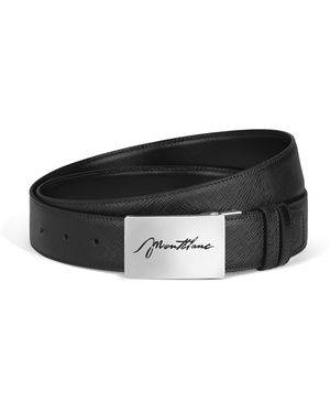 Montblanc 35-mm-Wendegürtel aus Sartorial Leder mit rechteckiger Schildschließe - Schwarz