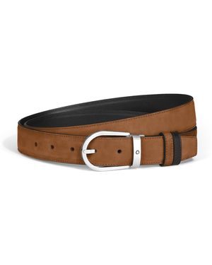 Montblanc Wendbarer Gürtel mit hufeisenförmiger Schließe 30 mm aus Wildleder - Braun