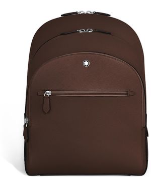 Montblanc Mittelgroßer Rucksack mit 3 Fächern aus Sartorial Leder - Braun