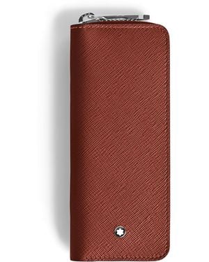 Montblanc Astuccio con Cerniera per 2 Strumento da Scrittura - Marrone