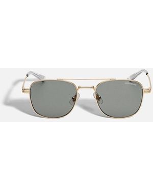 Montblanc Squared Sunglasses With Gold Coloured Metal Frame - Metallic