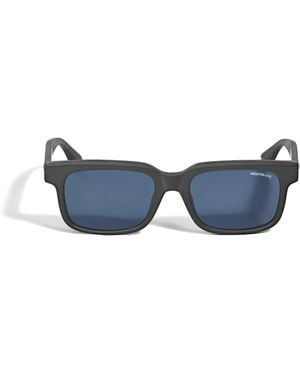 Montblanc Eckige Sonnenbrille mit schwarzer Kunststofffassung - Blau