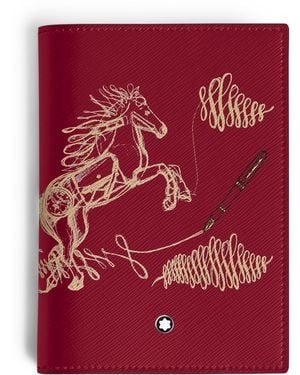 Montblanc Funda Pasaporte Año del Caballo de Piel Sartorial - Rojo