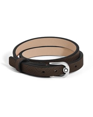 Montblanc Verstellbares Armband Horseshoe aus Sartorial Leder - Schwarz