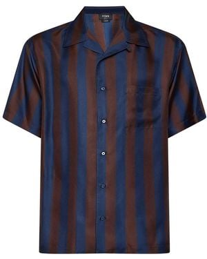 Fendi And Pequin Silk Shirt - Blue
