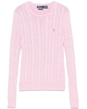 Polo Ralph Lauren Cable-knit Slim Fit Cotton Crewneck Sweater - Pink