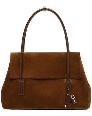Tom Ford Eclipse Large Suede Shoulder Bag - Brown