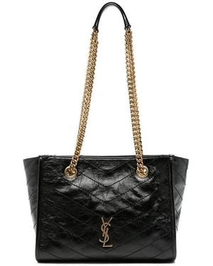 Saint Laurent Small Vintage Leather Shopping Bag Niki - Black
