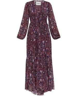 Isabel Marant Briane Long Printed Crepe Dress - Purple