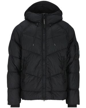 C.P. Company Lens Puffer Jacket With Hood - Black