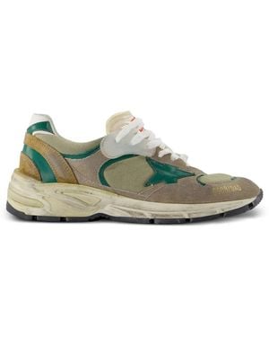 Golden Goose Running Dad Trainers In Suede - Green