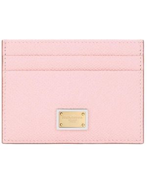 Dolce & Gabbana Dolce & Gabbana Dauphine Calfskin Card Holder With Branded Plate - Pink