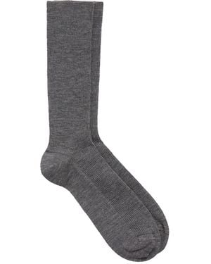 Balenciaga Knee-high Ribbed Wool Socks Gray Melange