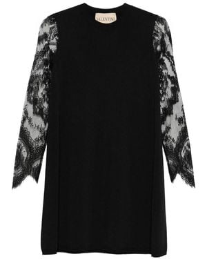 Valentino Garavani Mini Dress With Lace Sleeves - Black