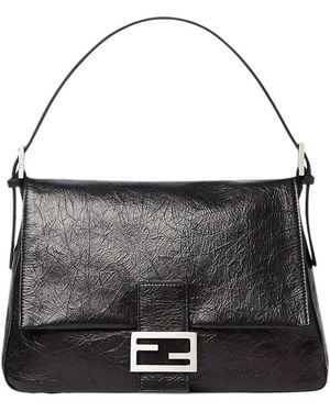 Fendi Crackled Leather Flap Bag 26325 - Black