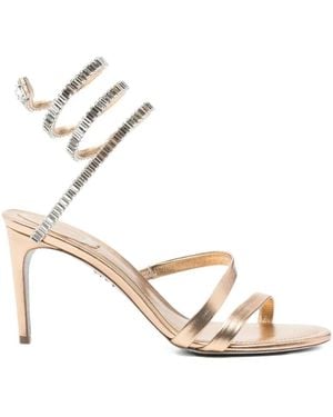 Rene Caovilla Open Toe Heels - Metallic