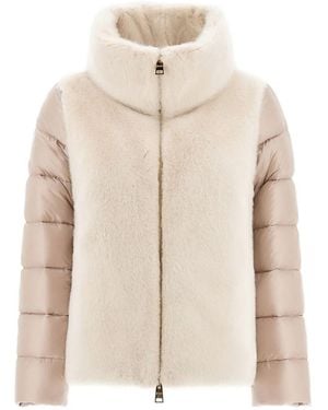 Herno Faux Fur-Inserts Ultralight Padded Jacket Clothing - Natural