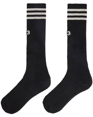 Y-3 High Socks With Stripes - Black