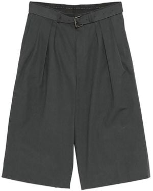 Dries Van Noten Bermuda Preaches In Poplin With Belt - Grey