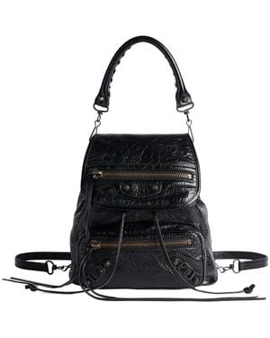 Balenciaga Le City Mini Backpack In Arena Leather - Black