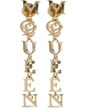 McQueen Pale-Finished Logo Pendant Earrings Accessories - Metallic