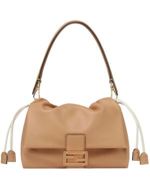 Fendi Mamma Baguette Medium Nappa Leather Bag - Natural