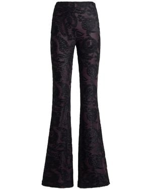 Etro Flared Velvet Jacquard Pants With Paisley Foliage Pattern - Blue