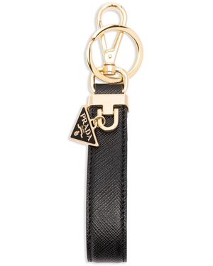 Prada Saffiano Key Ring With Logo in Black | Lyst
