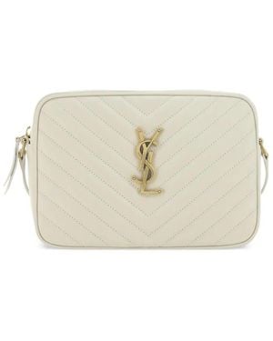 Saint Laurent Quilted Lou Crossbody Bag - Natural