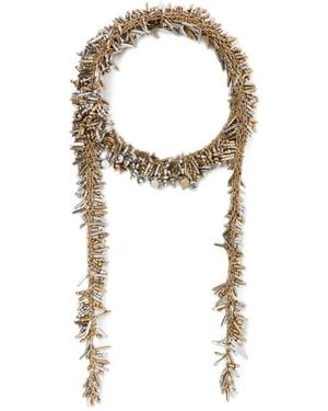 Dries Van Noten Handmade Bead Embroidery Scarf Necklace - White