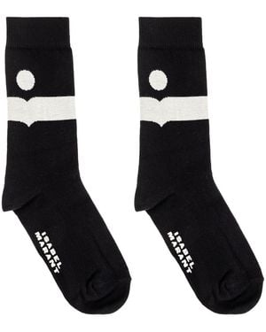 Isabel Marant Medium Nesson Socks With Logo - Black