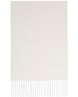 Max Mara Monogram-Embroidered Cashmere Stole - White