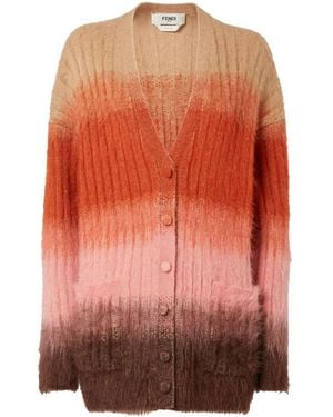 Fendi Gradient Mohair And Wool Oversized Cardigan - Orange