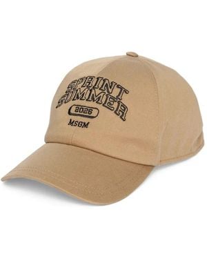 MSGM Embroidered-Detail Baseball Cap - Natural