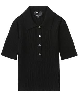 A.P.C. Danae Ribbed Polo Shirt - Black