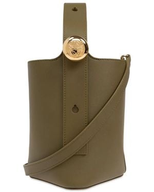 Loewe Smooth Leather Mini Pebble Bucket Bags - Green