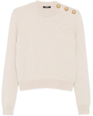 Balmain Cashmere Blend Buttoned Sweater - White
