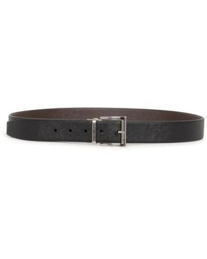 Prada Two-Toned Saffiano Leather Reversibile Belt - White